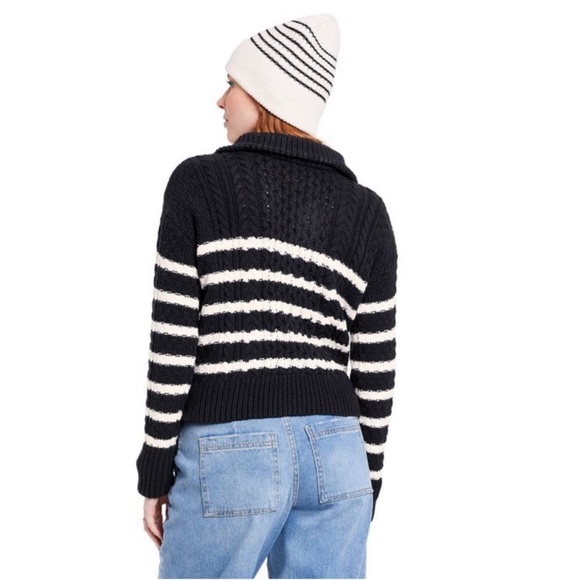 La Linge x Target Collab. Cotton Striped 1/4 Zip Convertible Collar Sweater - Picture 8 of 10